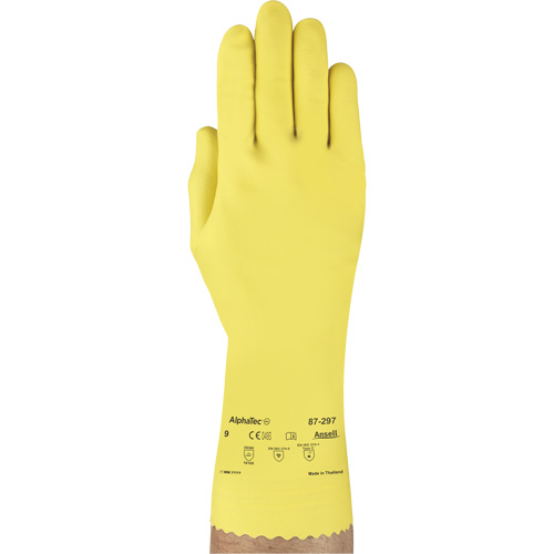 VersaTouch&reg; 297 Gloves, Size X-Large/10, 12" L, Rubber Latex, Flock-Lined Inner Lining, 20-mil GTA Hardware Inc