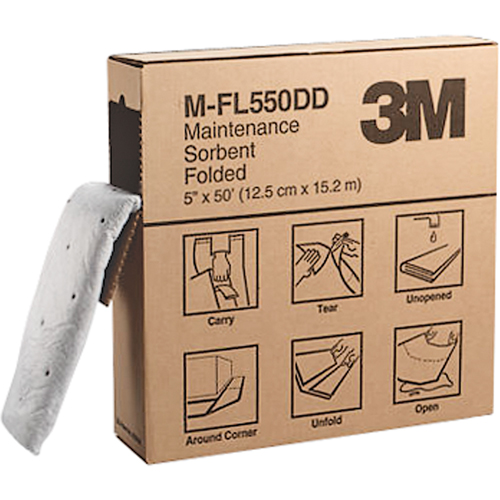 Folded Sorbents, 50' L x 5" W, 10.5 gal. Absorbancy GTA Hardware Inc