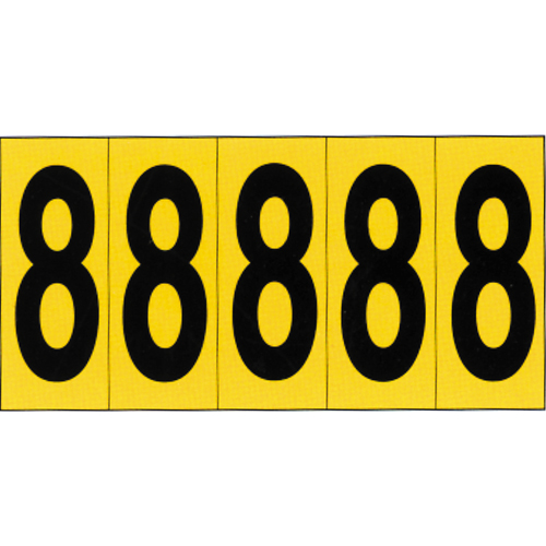 Individual Adhesive Number Markers, 8, 3-7/8" H, Black on Yellow GTA Hardware Inc