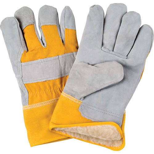Winter-Lined Fitters Gloves, Large, Split Cowhide Palm, Boa Inner Lining GTA Hardware Inc