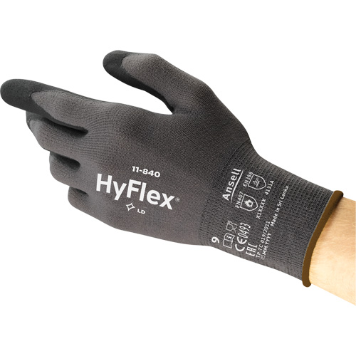 Gants HyFlex 11-840, 10/T-Grand, R&ecirc;vetement Mousse de nitrile, Calibre 15, Enveloppe en Nylon GTA Hardware Inc