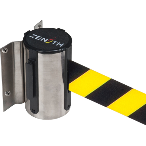 Barri&egrave;re &agrave; fixation murale, Acier, Fixation par vis, 7', Ruban Noir/Jaune GTA Hardware Inc