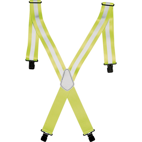Hi-Viz 2" Work Suspenders, High Visibility Lime-Yellow, Silver Reflective Colour, One Size GTA Hardware Inc