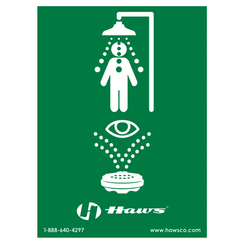 Enseigne douche/douche oculaire d'urgence, 24" x 18", Plastique, Pictogramme GTA Hardware Inc