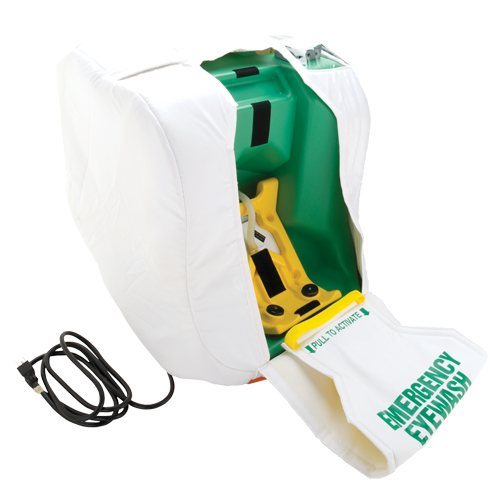 Poste de douche oculaire portable et chauff&eacute;, Aliment&eacute; par gravit&eacute;, Capacit&eacute; 16 gal., Conformit&eacute; ANSI Z358.1 GTA Hardware Inc