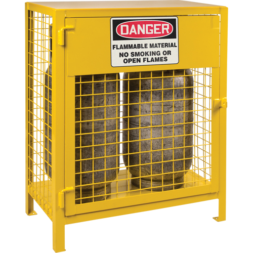 Gas Cylinder Cabinets, 2 Cylinder Capacity, 30" W x 17" D x 37" H, Yellow GTA Hardware Inc