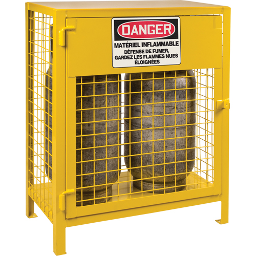 Gas Cylinder Cabinets, 2 Cylinder Capacity, 30" W x 17" D x 37" H, Yellow GTA Hardware Inc