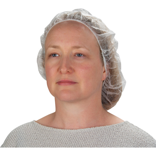 Non-Woven Bouffant Caps, Polypropylene, 21"/Large, White GTA Hardware Inc