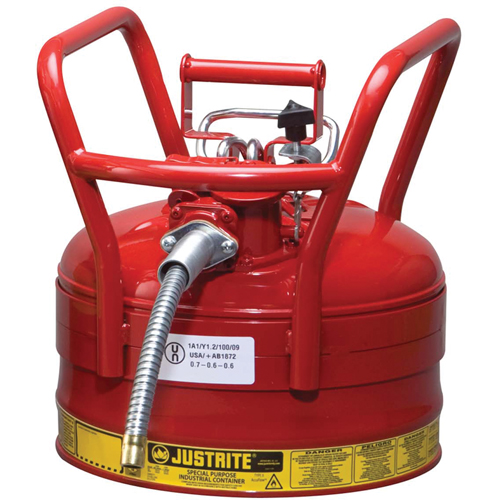 D.O.T. AccuFlow Safety Cans, Type II, Steel, 2.5 US gal., Red, FM Approved GTA Hardware Inc