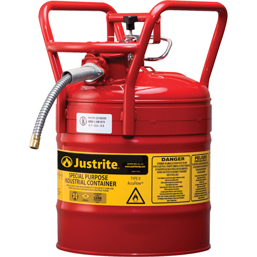 D.O.T. AccuFlow Safety Cans, Type II, Steel, 5 US gal., Red, FM Approved GTA Hardware Inc