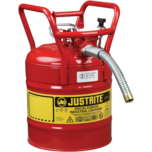 D.O.T. AccuFlow Safety Cans, Type II, Steel, 5 US gal., Red, FM Approved GTA Hardware Inc
