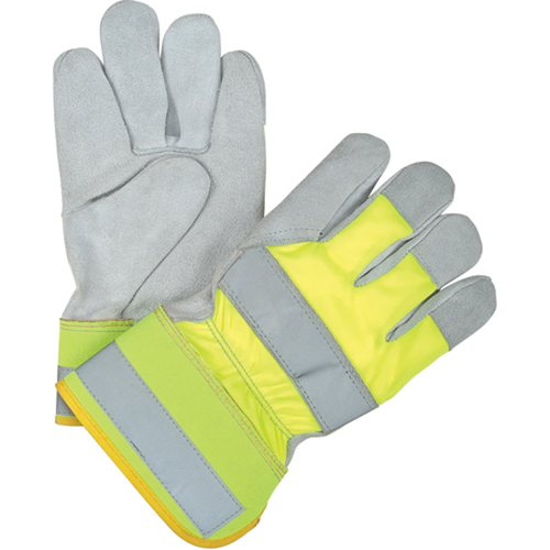 Gants d'ajusteur haute visibilit&eacute; de premi&egrave;re qualit&eacute;, Grand, Paume en Cuir de vache refendu, Doublure en Coton GTA Hardware Inc