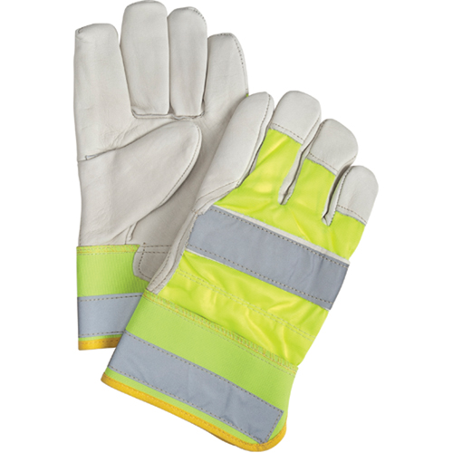 Premium Quality High Visibility Fitters Gloves, Large, Grain Cowhide Palm GTA Hardware Inc