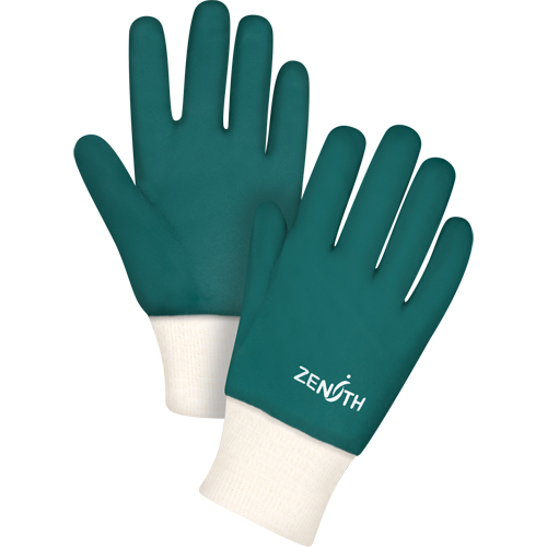 Double Dipped Green Gloves, 10" L, PVC, Cotton Jersey Inner Lining, 70-mil GTA Hardware Inc