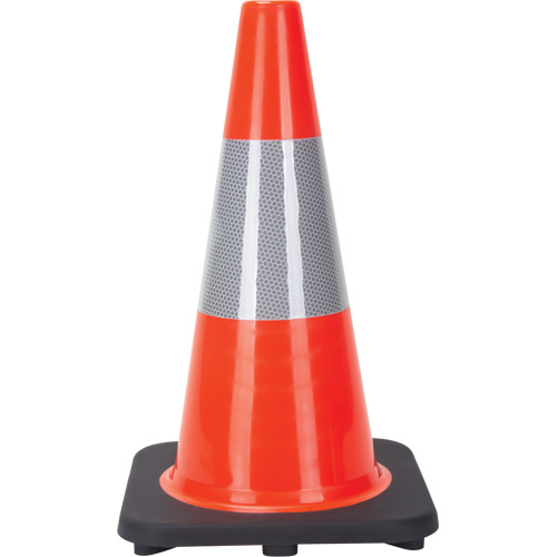 C&ocirc;ne de signalisation, 18", Orange, Bande(s) r&eacute;fl&eacute;chissante(s) 6" GTA Hardware Inc