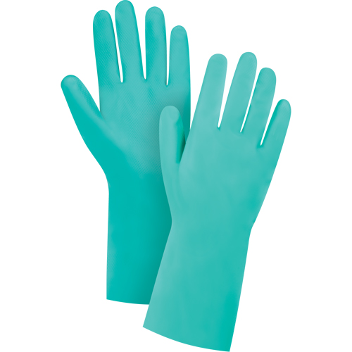 Gants de premi&egrave;re qualit&eacute; &agrave; prise en losange r&eacute;sistants aux produits chimiques, Taille Petit/7, 13" lo, Nitrile, Doublure en Ouat&eacute;e, 15 mils GTA Hardware Inc