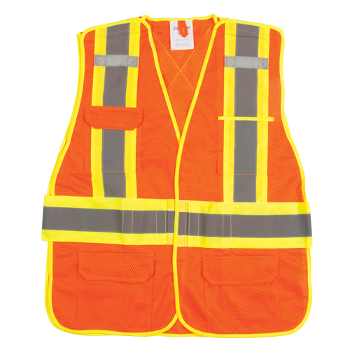CSA Compliant High Visibility Surveyor Vest, High Visibility Orange, Medium, Polyester GTA Hardware Inc