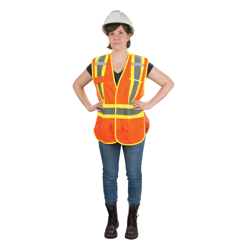 CSA Compliant High Visibility Surveyor Vest, High Visibility Orange, Medium, Polyester GTA Hardware Inc