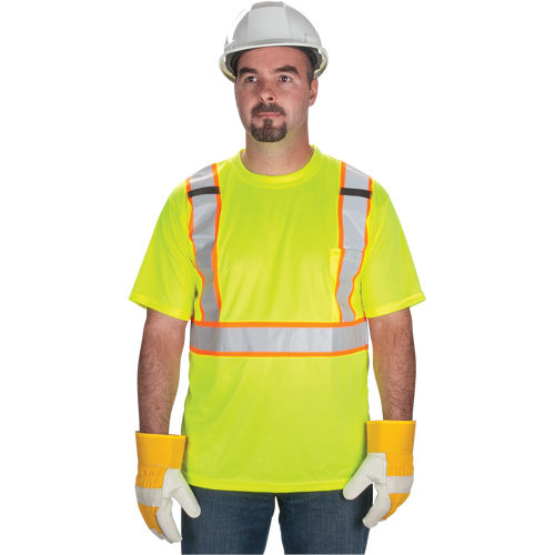 CSA Compliant T-Shirt, Polyester, Medium, High Visibility Lime-Yellow GTA Hardware Inc