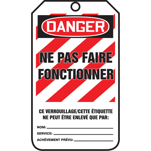 Lockout Tags, Plastic, 3-3/8" W x 5-5/8" H, French GTA Hardware Inc