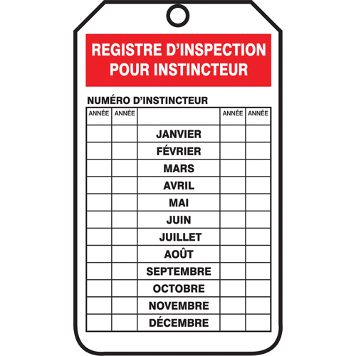 Inspection Tags, Plastic, 3-1/8" W x 5-7/8" H, French GTA Hardware Inc