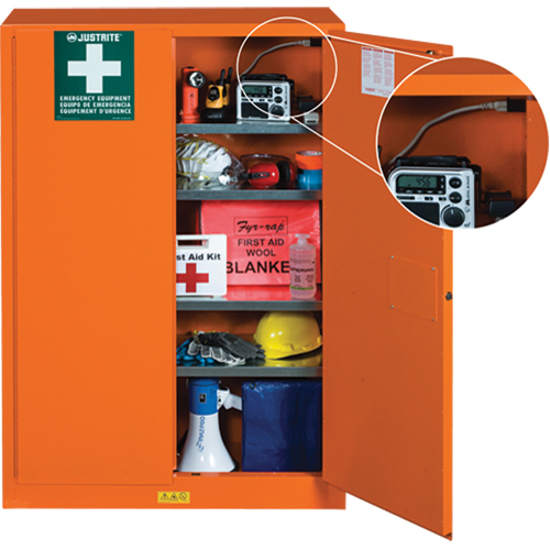 Emergency Preparedness Storage Cabinets, Steel, 4 Shelves, 65" H x 43" W x 18" D, Orange GTA Hardware Inc
