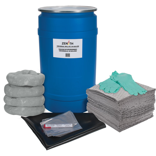 Trousse de lutte contre les d&eacute;versements pour &eacute;tabli, Universel, Baril, Absorbance de 30 gal. US GTA Hardware Inc