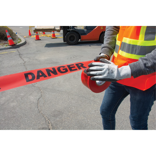 "Danger" Barricade Tape, Bilingual, 3" W x 1000' L, 1.5 mils, Black on Red GTA Hardware Inc