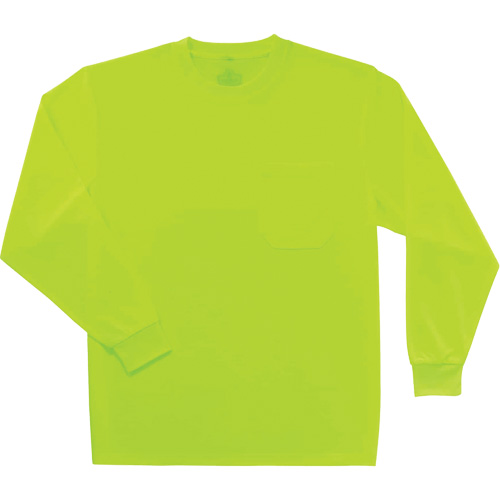 GloWear 8091 Non-Certified Long Sleeve T-Shirt, Polyester, Small, High Visibility Lime-Yellow GTA Hardware Inc