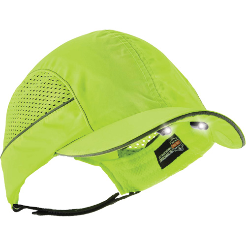 Skullerz&reg; 8960 Short Brim Bump Cap with LED Lighting, High Visibility Lime Green GTA Hardware Inc