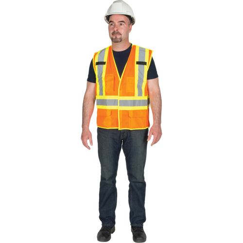 Veste de s&eacute;curit&eacute; d&eacute;tachable en cinq points de premi&egrave;re qualit&eacute;, Orange haute visibilit&eacute;, Grand/T-Grand, Polyester GTA Hardware Inc