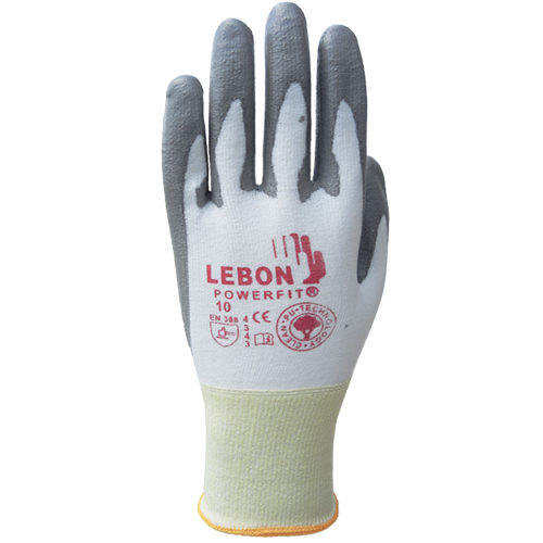 Gants r&eacute;sistants &agrave; la coupe PowerFit Lebon, Taille Grand/10, Calibre 13, Rev&ecirc;tement Polyur&eacute;thane, Enveloppe en Poly&eacute;thyl&egrave;ne, ASTM ANSI niveau A2/EN 388 niveau B GTA Hardware Inc