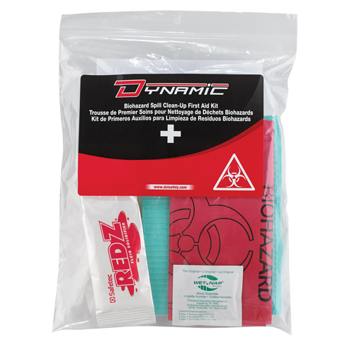 Trousse de premiers soins pour nettoyage de biorisques Dynamic, Dispositif m&eacute;dical Classe 1, Sac en plastique refermable GTA Hardware Inc