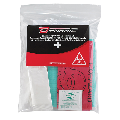 Trousse de premiers soins pour nettoyage de biorisques Dynamic, Dispositif m&eacute;dical Classe 1, Sac en plastique refermable GTA Hardware Inc