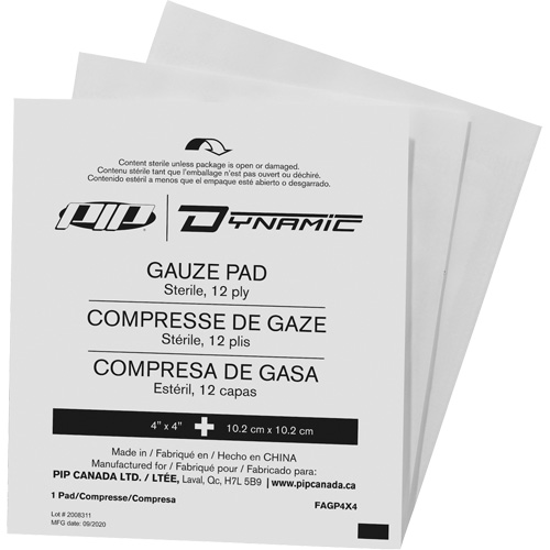 Gaze Dynamic, Tampon, 4" lo x 4" la, St&eacute;rile, Dispositif m&eacute;dical Classe 1 GTA Hardware Inc