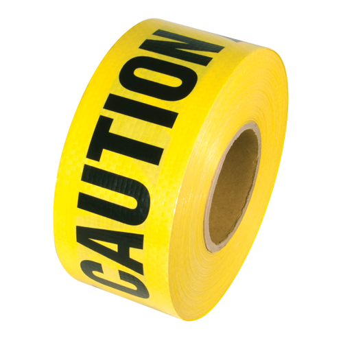 Reinforced Grade Barricade Tape, English, 3" W x 500' L, 5 mils, Black on Yellow GTA Hardware Inc