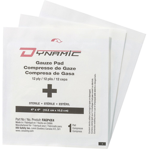 Gaze Dynamic, Tampon, 4" lo x 4" la, St&eacute;rile, Dispositif m&eacute;dical Classe 1 GTA Hardware Inc