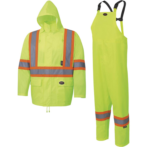 5619 150D Oxford Rain Suit, Polyester, 2X-Large, High Visibility Lime-Yellow GTA Hardware Inc