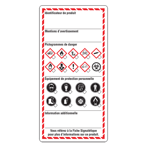 &eacute;tiquettes pour le milieu de travail, Papier cartonn&eacute;, 3" la x 6" h, Français GTA Hardware Inc