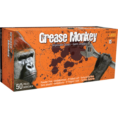 Grease Monkey&reg; Gloves, Medium, Latex, 15-mil, Powder-Free, Blue GTA Hardware Inc