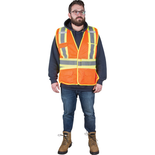 Flame-Resistant Surveyor Vest, High Visibility Orange, Medium, Polyester GTA Hardware Inc