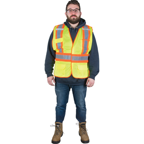 Flame-Resistant Surveyor Vest, High Visibility Lime-Yellow, Medium, Polyester GTA Hardware Inc