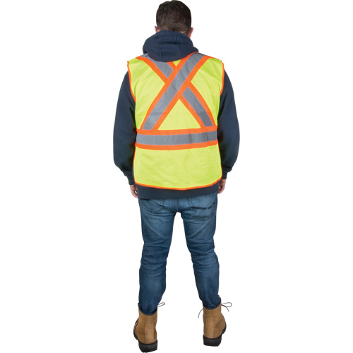 Flame-Resistant Surveyor Vest, High Visibility Lime-Yellow, Medium, Polyester GTA Hardware Inc