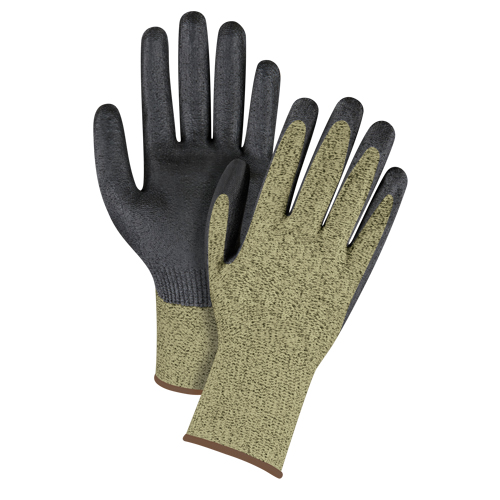 Black & Yellow Seamless Stretch Cut-Resistant Gloves, Size Large/9, 13 Gauge, Foam Nitrile Coated, Aramid Shell, ASTM ANSI Level A6 GTA Hardware Inc
