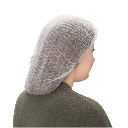 Pleated Bouffant Cap, Polypropylene, 19", White GTA Hardware Inc