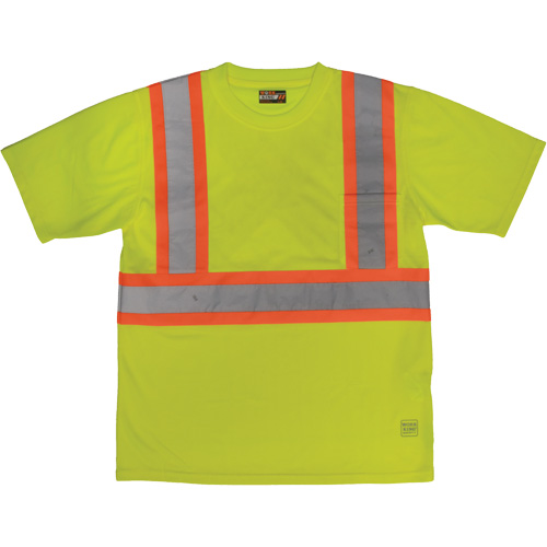 T-shirt de s&eacute;curit&eacute; avec poche &agrave; manches courtes, Polyester, Grand, Jaune lime haute visibilit&eacute; GTA Hardware Inc