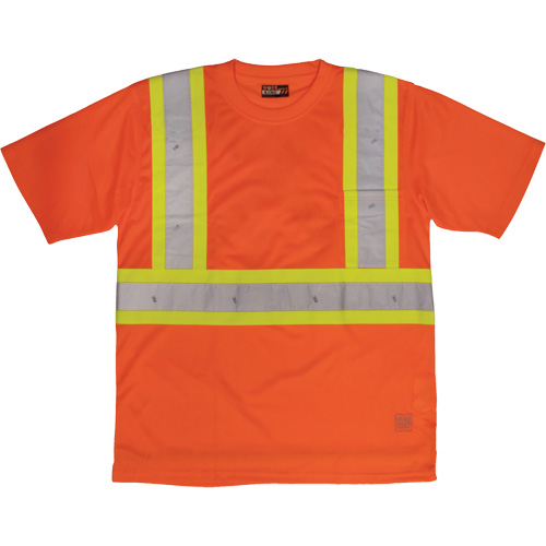T-shirt de s&eacute;curit&eacute; avec poche &agrave; manches courtes, Polyester, Grand, Orange haute visibilit&eacute; GTA Hardware Inc