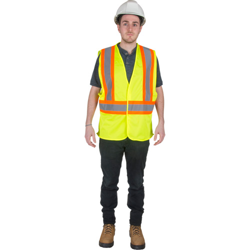 Traffic Safety Vest, High Visibility Lime-Yellow, Medium, Polyester GTA Hardware Inc