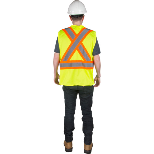 Traffic Safety Vest, High Visibility Lime-Yellow, Medium, Polyester GTA Hardware Inc