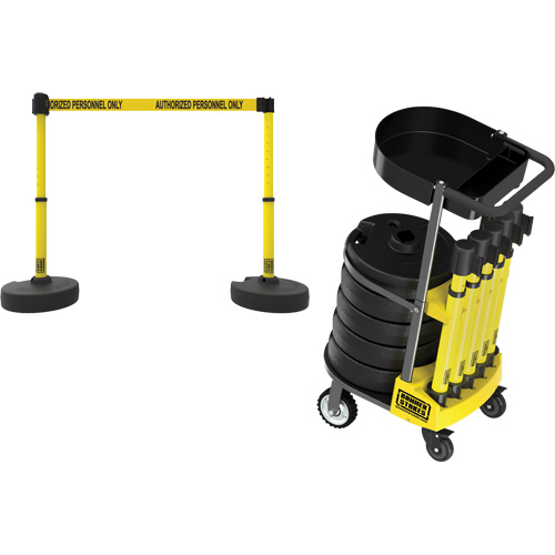 Chariot de transport avec plateau pour barri&egrave;re PLUS, 75' lo, M&eacute;tal, Jaune GTA Hardware Inc